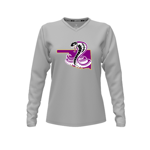 [FTLVCFGY-FYXS-LOGO3] Decker Comfort T-Shirt (Female Youth XS, Gray, V Neck, Logo 3, Long Sleeve)