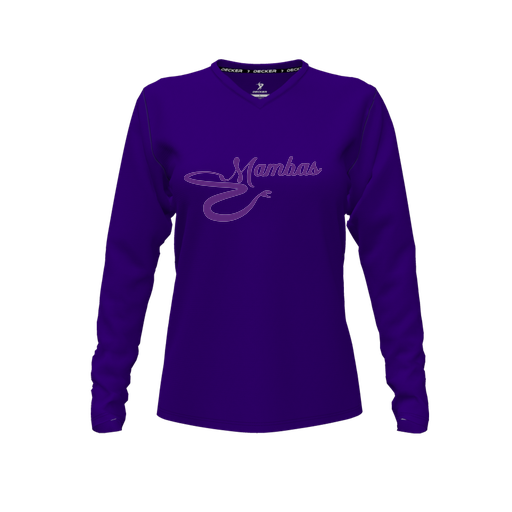 [CUS-DFW-TEES-CMF-VNK-LSL-PUR-FYXS-LOGO1] Decker Comfort T-Shirt (Female Youth XS, Purple, V Neck, Logo 1, Long Sleeve)
