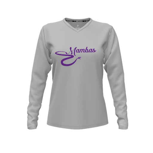 [CUS-DFW-TEES-PER-VNK-LSL-GRY-FYXS-LOGO1] Decker Performance T-Shirt (Female Youth XS, Gray, V Neck, Logo 1, Long Sleeve)