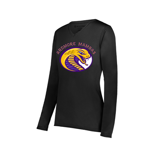 [222824.080.S-LOGO2] Ladies LS Smooth Sport Shirt (Female Adult S, Black, Logo 2)