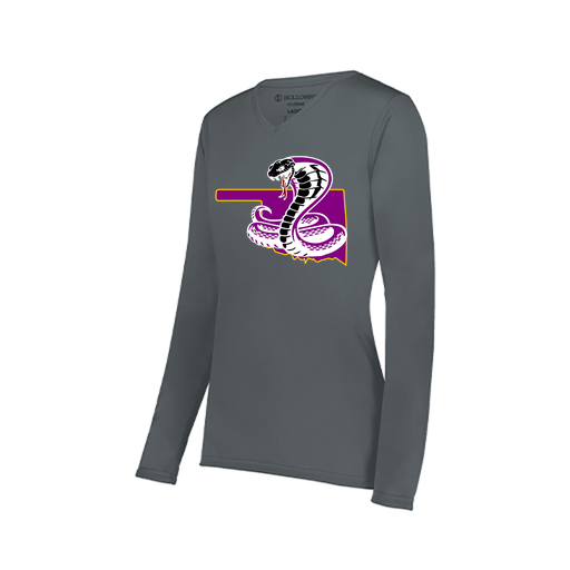 [222824.059.S-LOGO3] Ladies LS Smooth Sport Shirt (Female Adult S, Gray, Logo 3)