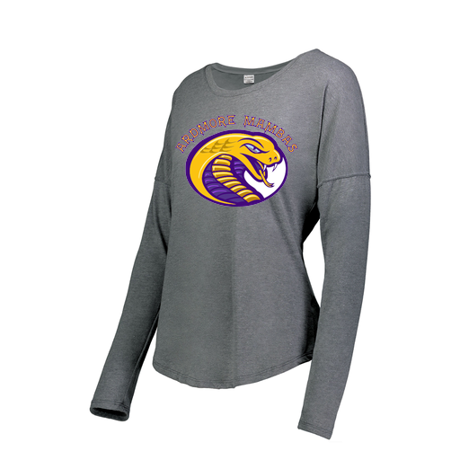 [FTLCUBGY-FAXS-LOGO2] Decker Women's Tri-Blend T-Shirt - Long Sleeve (Female Adult XS, Gray, Logo 2)